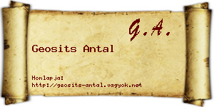 Geosits Antal névjegykártya
